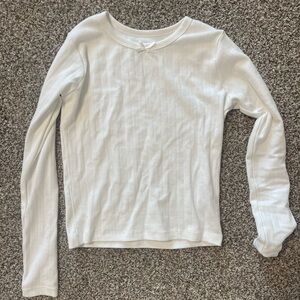 Daily Drills Pointelle White Long Sleeve Tee